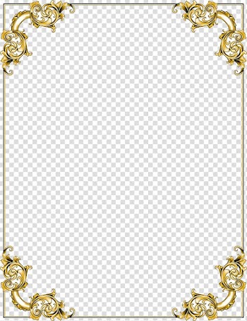 Gold floral boarder illustration, frame , Gold Border Frame transparent background PNG clipart