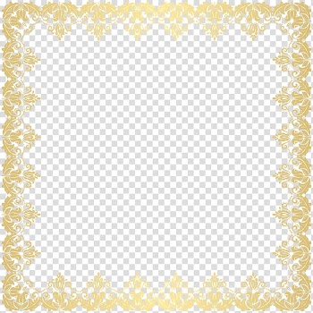 Gold floral border , Yellow Area Placemat Pattern, Deco Border Frame transparent background PNG clipart