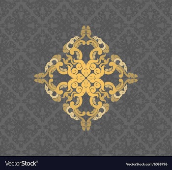 Gold floral on a gray vector image
