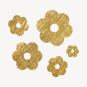 Gold flower sticker, metallic aesthetic | Free PSD - rawpixel