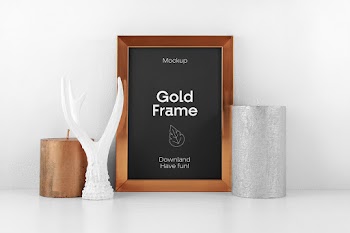 Gold Frame PSD Mockup mockup gold frame downland have fun! 
