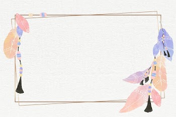 Gold frame psd pastel Boho feather