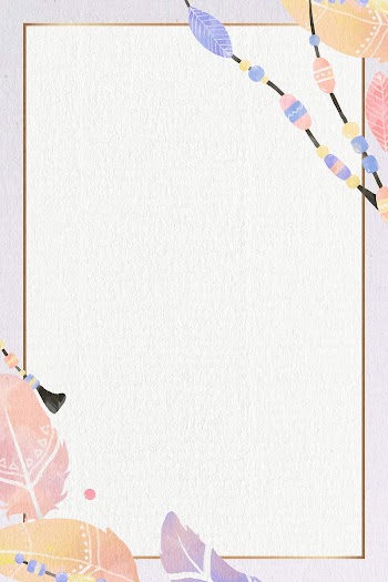 Gold frame psd pastel purple Boho feather