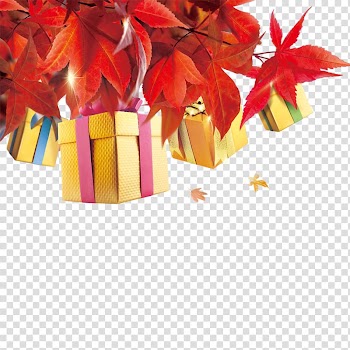 Gold gift boxes illustration, Autumn gift transparent background PNG clipart