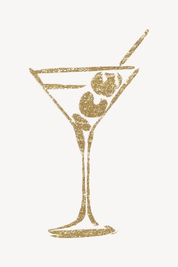 Gold glitter martini, doodle illustration | Free Photo - rawpixel
