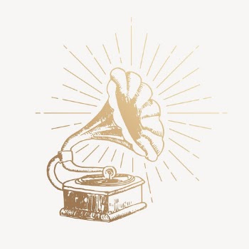 Gold gramophone drawing, vintage record | Free PSD Illustration - rawpixel