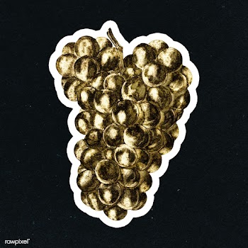 Gold grapes sticker with a white border | Free  illustration - 2358892