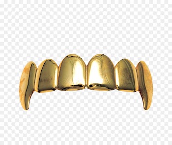 Gold Grill Jewellery Tooth Fang - A row of gold teeth 