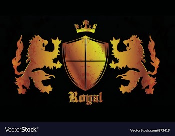 Gold grunge emblem with shield vector image