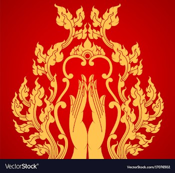 Gold hand with flora pattern vector image