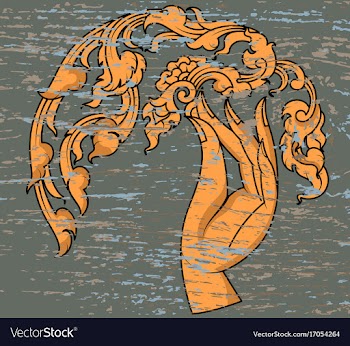 Gold hand with flowers art pattern vector image