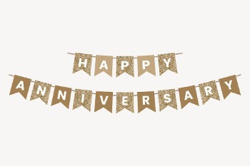 Gold happy anniversary party flag, | Free Vector - rawpixel