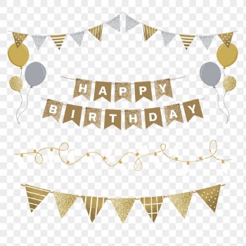 Gold happy birthday png decoration | Free PNG - rawpixel