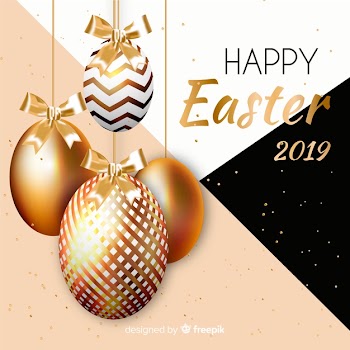 Gold happy easter day background Free Vector