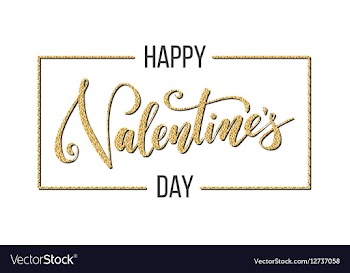 Gold Happy Valentines day caption vector image