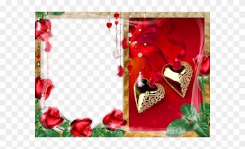 Gold Hearts With Roses Png Photo Frame - Love Photo Frames For Photoshop
