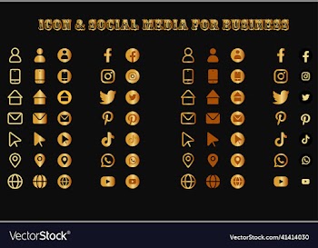 gold icon and social media for business