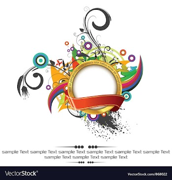 Gold label with floral vector image