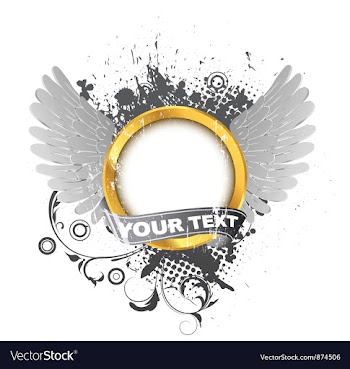 Gold label with wings and grunge vector image