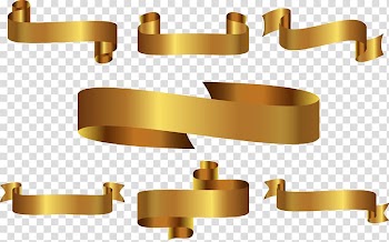 Gold lace , Gold Ribbon, Golden Ribbon label transparent background PNG clipart