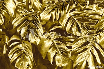 Gold leaves background