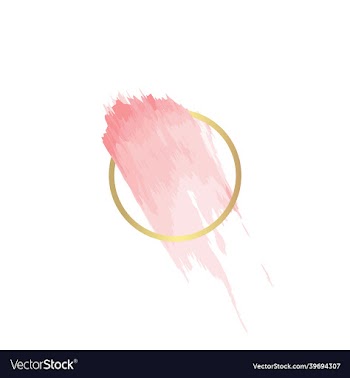 gold line circle frame with pink brush strokes