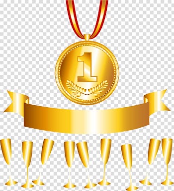 Gold medal Award , Gold Ribbon transparent background PNG clipart