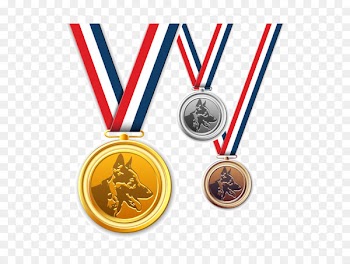 Gold medal Badge - Gold, silver medals Vector dogs 