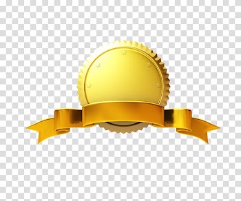 Gold medal, Gold Ribbon , Gold badge transparent background PNG clipart