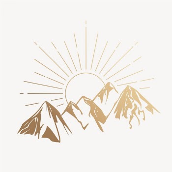 Gold mountain sunrise clipart, aesthetic | Free Vector Illustration - rawpixel