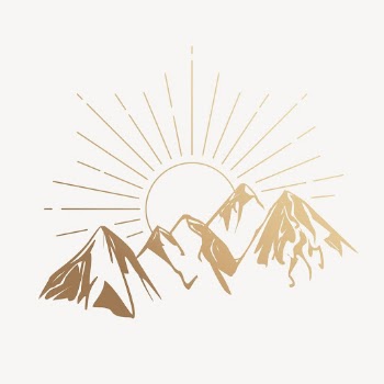 Gold mountain sunrise drawing, aesthetic | Free PSD Illustration - rawpixel