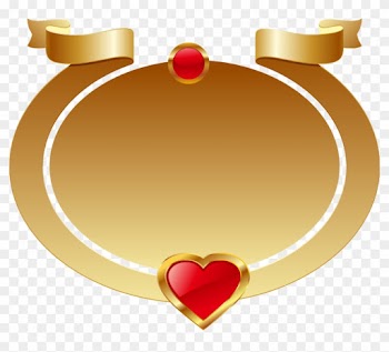 Gold Oval Frame Red Heart-shaped Ribbon - Png Frame Rebben