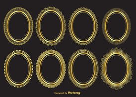 Gold Oval Vector Frames