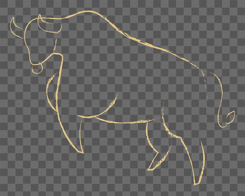 Gold ox bull png sticker, | Free PNG - rawpixel