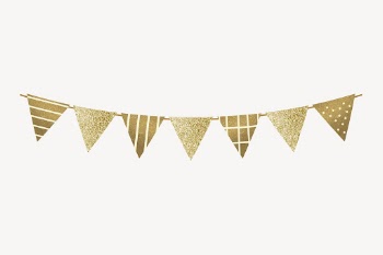 Gold party flag decoration element | Free Vector - rawpixel