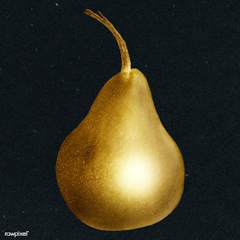 Gold pear fruit sticker design element | Free  illustration - 2355323