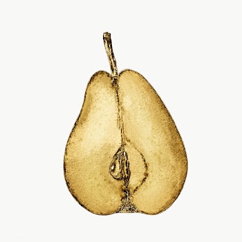 Gold pear fruit sticker design element | Free  transparent png - 2365981