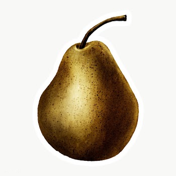 Gold pear fruit sticker with a white border | Free  transparent png - 2365993