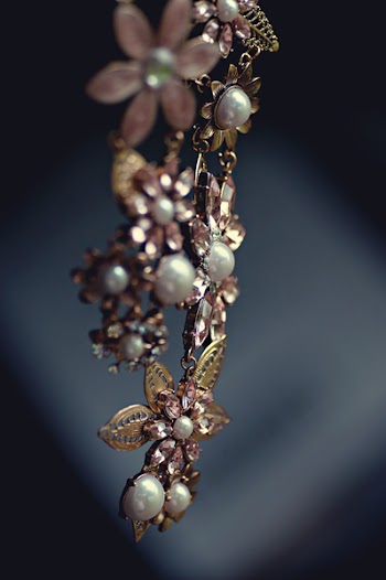 Gold Pearl and Rose Gold Flower Necklace