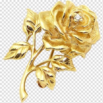 Gold petaled flower digital illustration, Gold Jewellery Flower Rose Brooch, gold flowers transparent background PNG clipart
