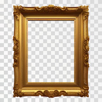 Gold picture frame PNG transparent background