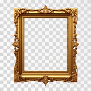 Gold picture frame PNG transparent background
