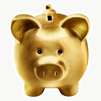 Gold piggy bank sticker with a white border | Free  transparent png - 2369725