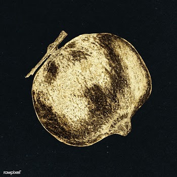 Gold pomegranate fruit sticker design element | Free  illustration - 2358961