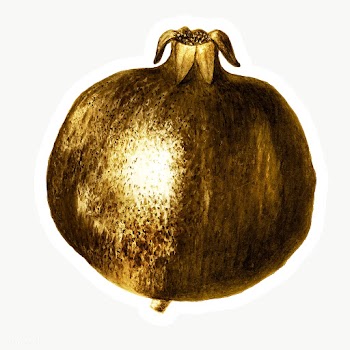 Gold pomegranate sticker with a white border | Free  transparent png - 2358940