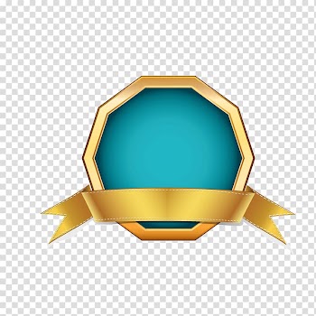 Gold ribbon and teal frame illustration, Ribbon Computer file, Gold ribbon border polygon transparent background PNG clipart