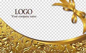 Gold ribbon, Business Card Design Template, Gold pattern card transparent background PNG clipart