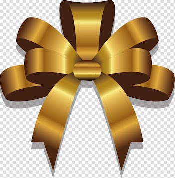 Gold ribbon graphic, Gold ribbon design transparent background PNG clipart