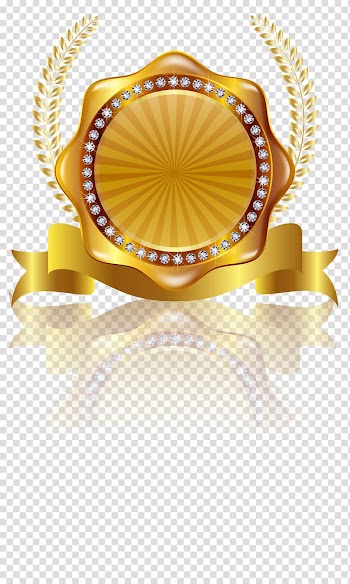 Gold ribbon illustration, Label Gold Euclidean , Golden rice Badge transparent background PNG clipart