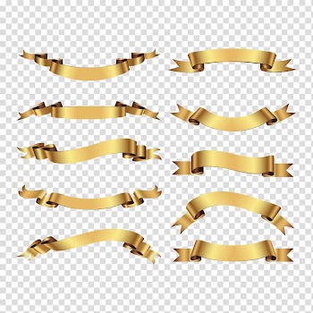 Gold ribbon lot, Euclidean Ribbon, golden ribbon transparent background PNG clipart
